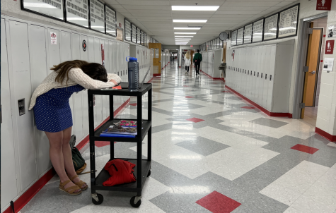Post-covid restrictions raise stress among students and staff including Ms. Kaitlyn Miksch, the hall monitor.