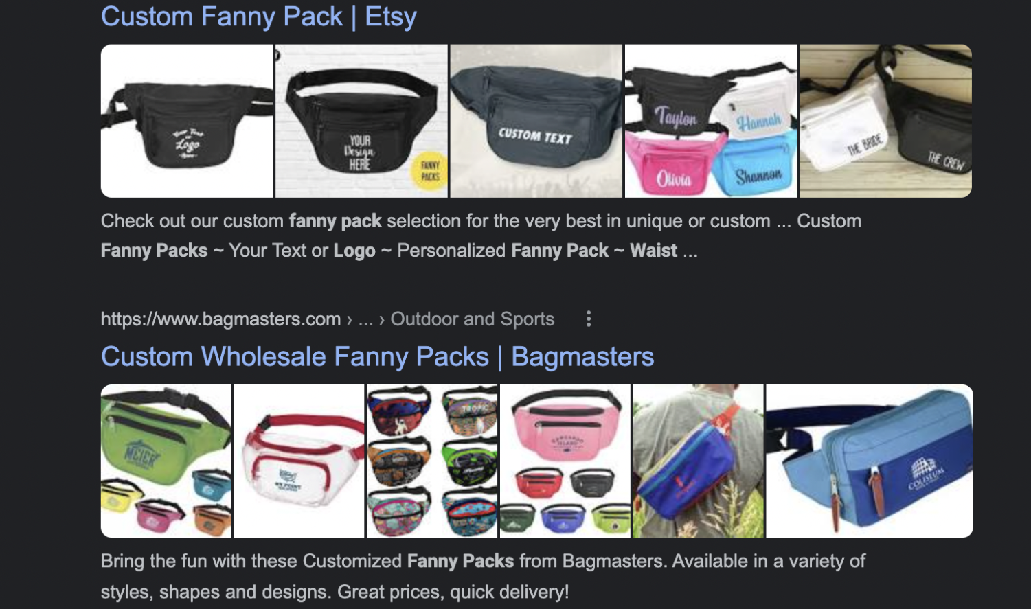 Custom fanny packs outlet wholesale