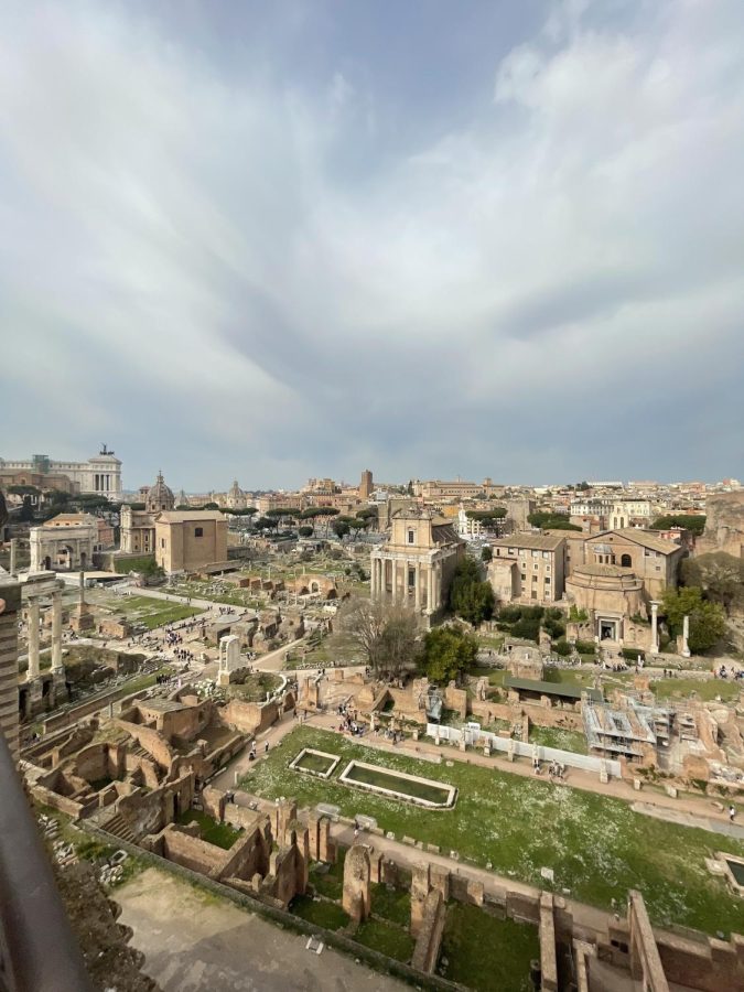 The Roman Forum and the rest of the city of Rome from an overlook.