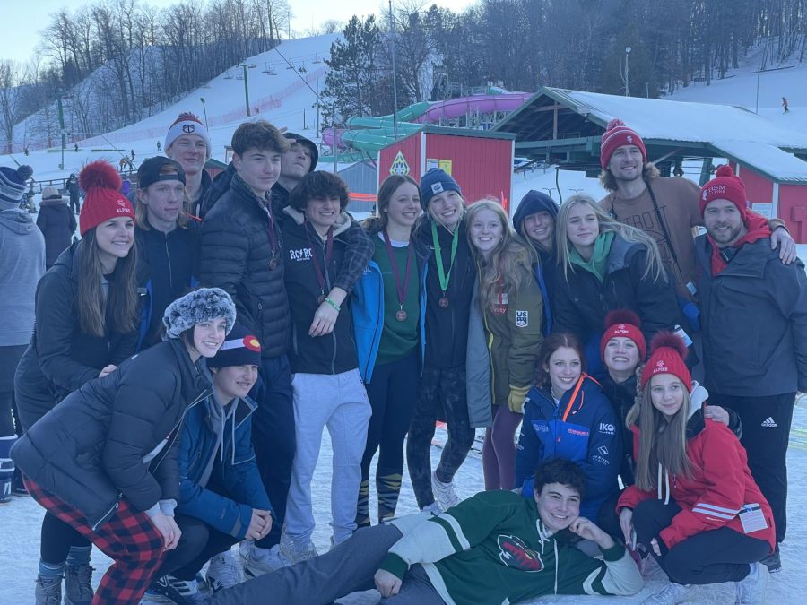 The Alpine Ski team after a successful section performance at Wild Mountain.