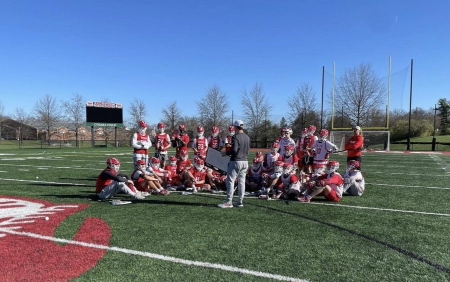 Coach Chaun Klemetsrud and the BSM Boys Lacrosse team practicing at MICDS (Mary Institute and Saint Louis Country Day School).