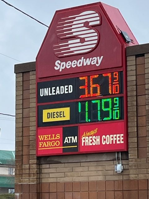 Gas prices in Minnesota have spiked following Russias invasion of Ukraine. The price pictured, $3.67 per gallon, is well below the state average.