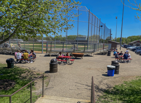 BSM Students enjoy their food outside during the last lunch of the day.