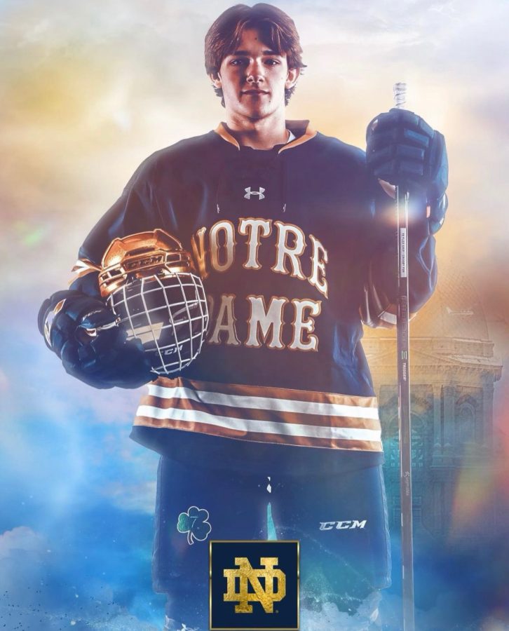 Stewarts hockey career is taking the next step as he recently announced his commitment to The University of Notre Dame.