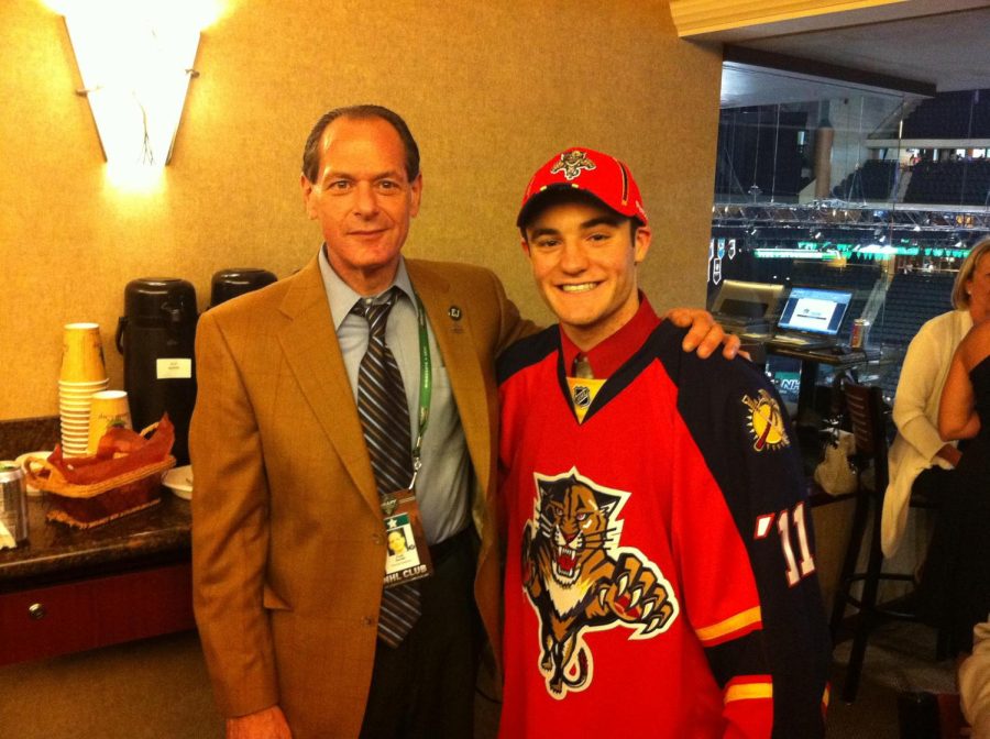 Fred Bandel with Rocco Grimaldi at the 2011 NHL Draft.