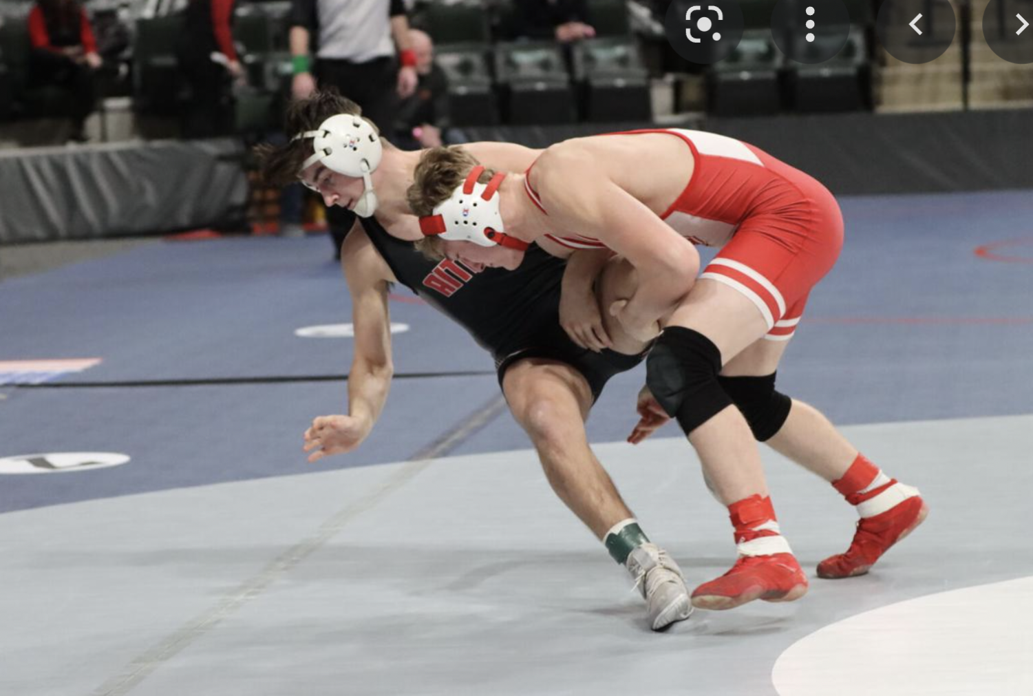Gettel taking down his opponent at the State Tournament.