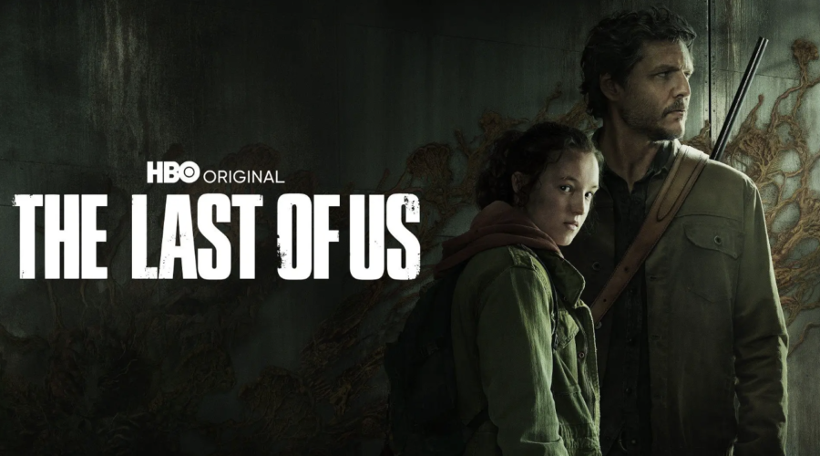Main characters Ellie and Joel on the cover of HBO Maxs new show, The Last of Us.