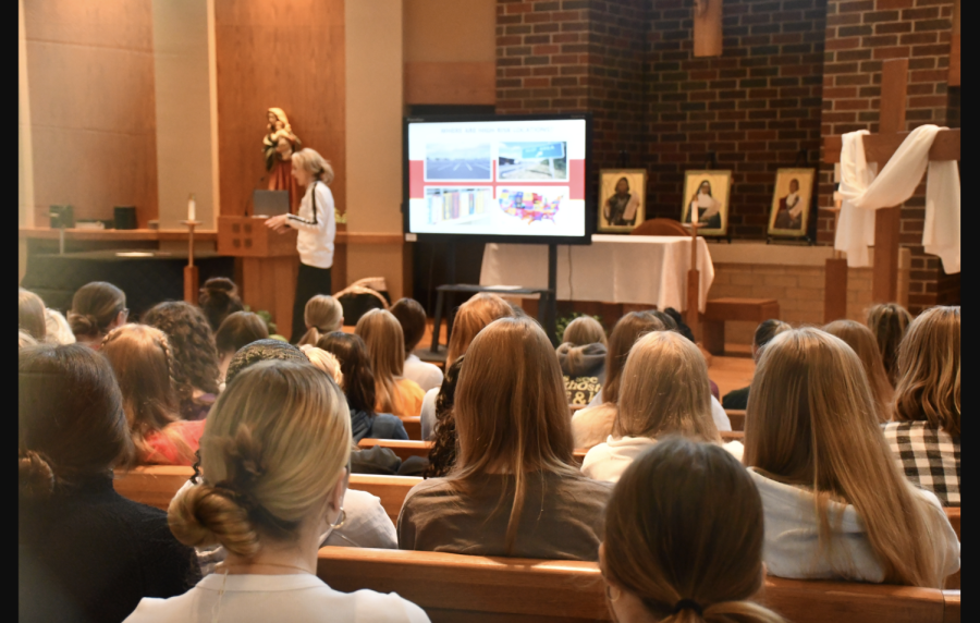 BSM girls attended a convocation on sexual assault in the chapel. 