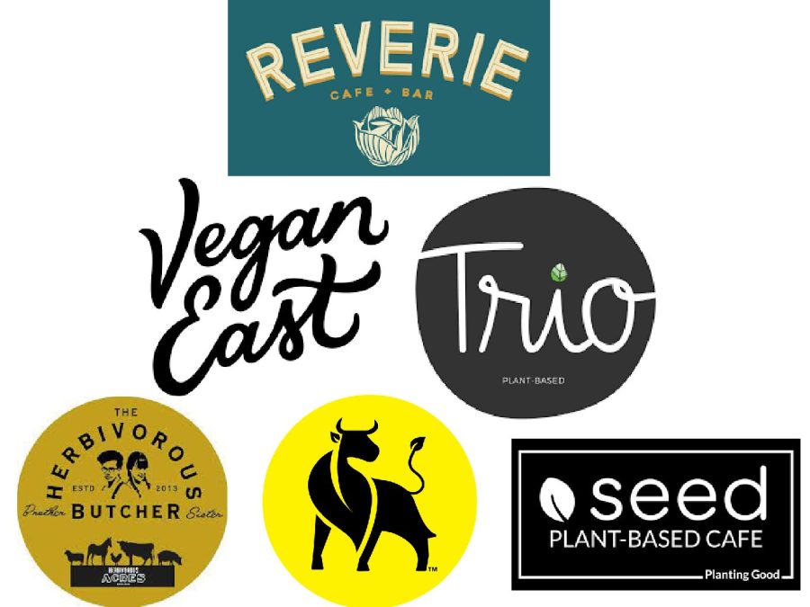 The six vegan restaurants, in no particular order.