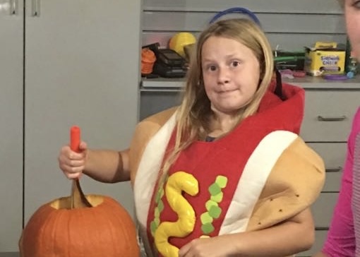 One year Senior Kaeli Koopman dressed up as a hot dog for Trick-or-Treating on Halloween night.