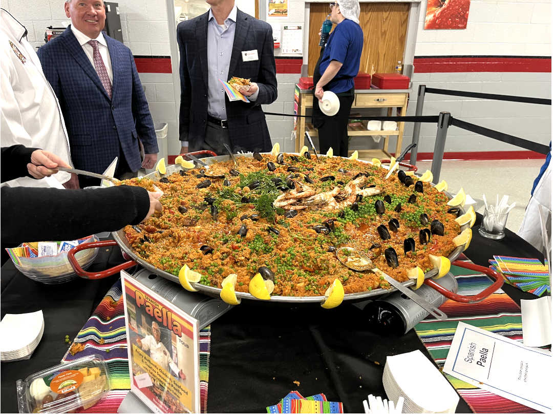 The traditional Spanish dish, Paella, served during BSM lunches.