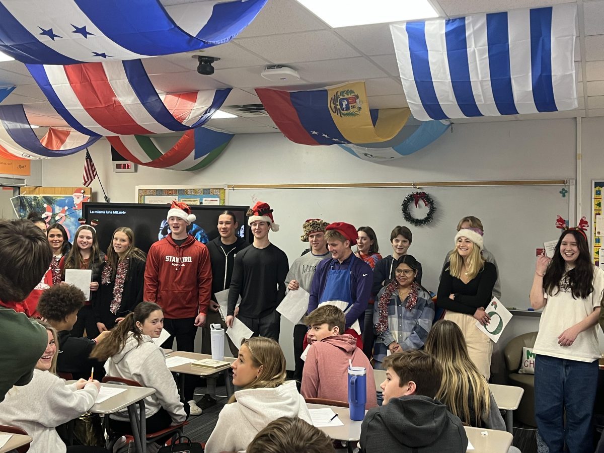 French classes sing carols to show Christmas spirit.