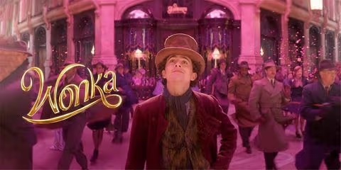 Wonka, the prequel to Charlie and the Chocolate Factory, starring Timothée Chalamet (Wonka).
