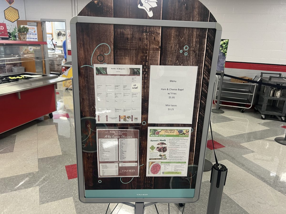 Each month the new BSM lunch menu is posted throughout the cafeteria.