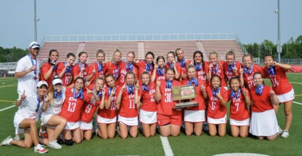 Benilde-St. Margarets Girls Lacrosse team after beating Edina to win the State Championship.