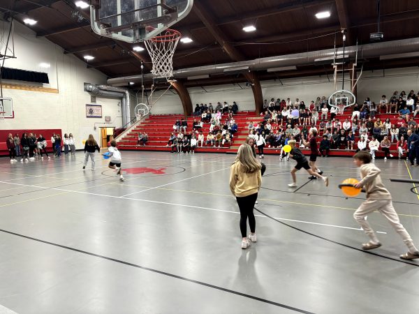 Freshmen compete in a game with their homeroom during the second freshman cup event of the year.  