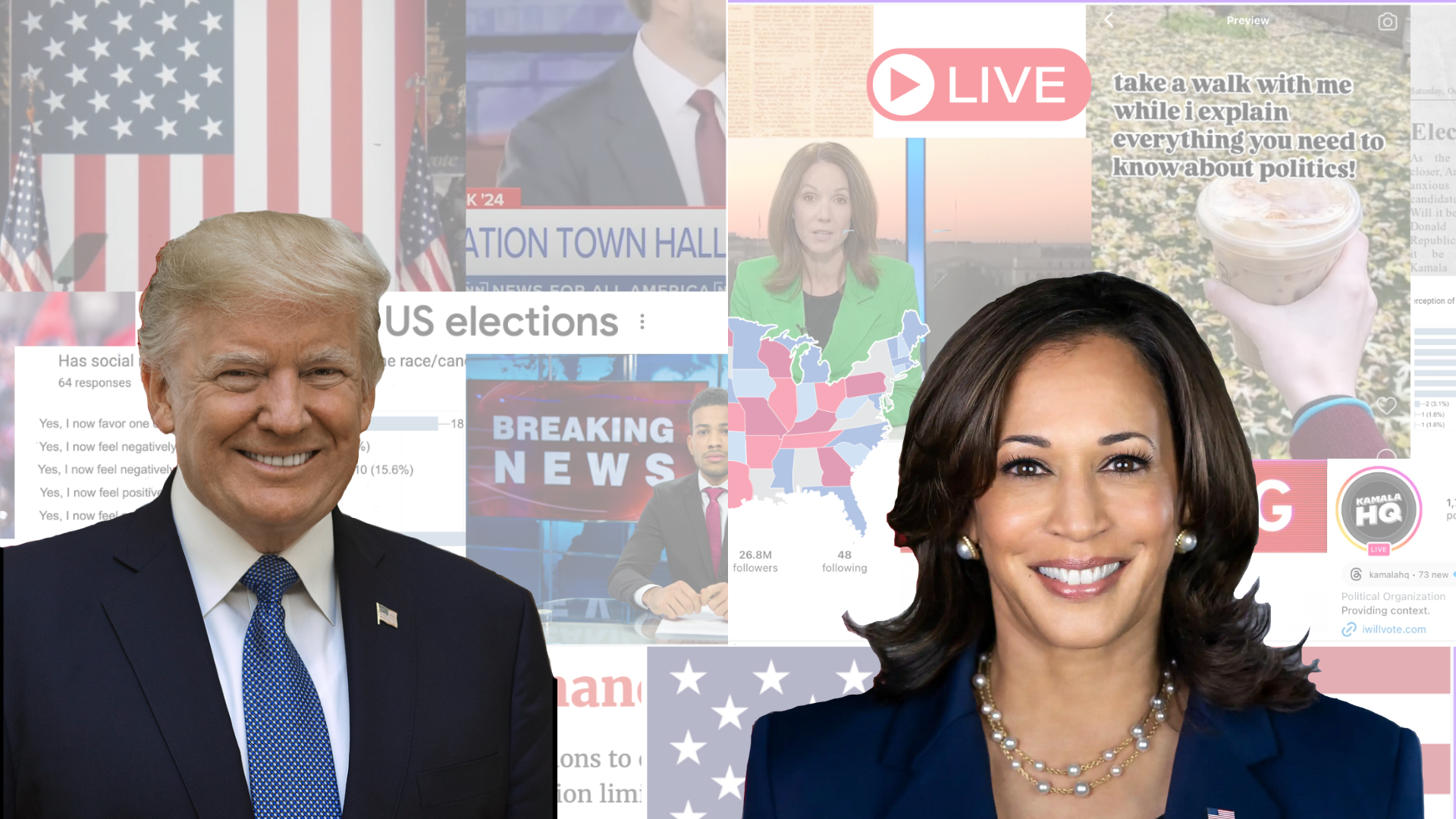 Political coverage of the 2024 presidential election ranges from traditional news to social media. 