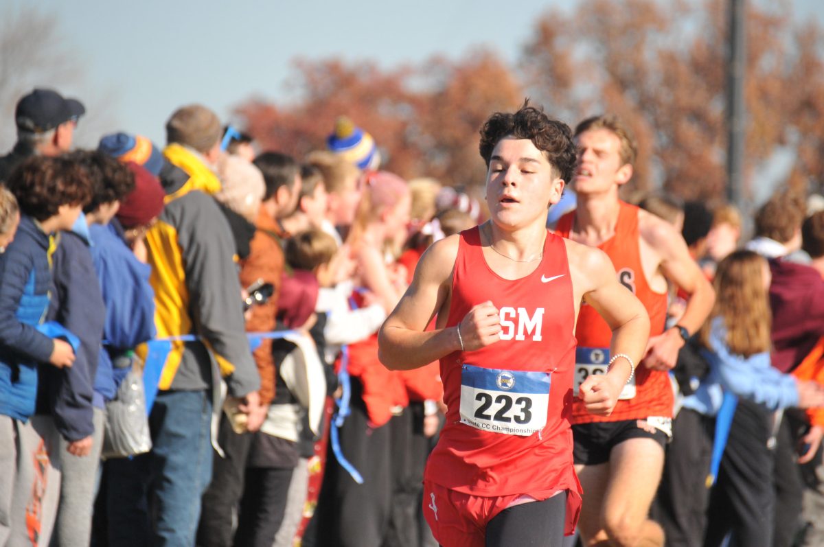 BSM Senior Sebastian Cerda competing in the 5K at the 2024 MN Cross Country State meet. 