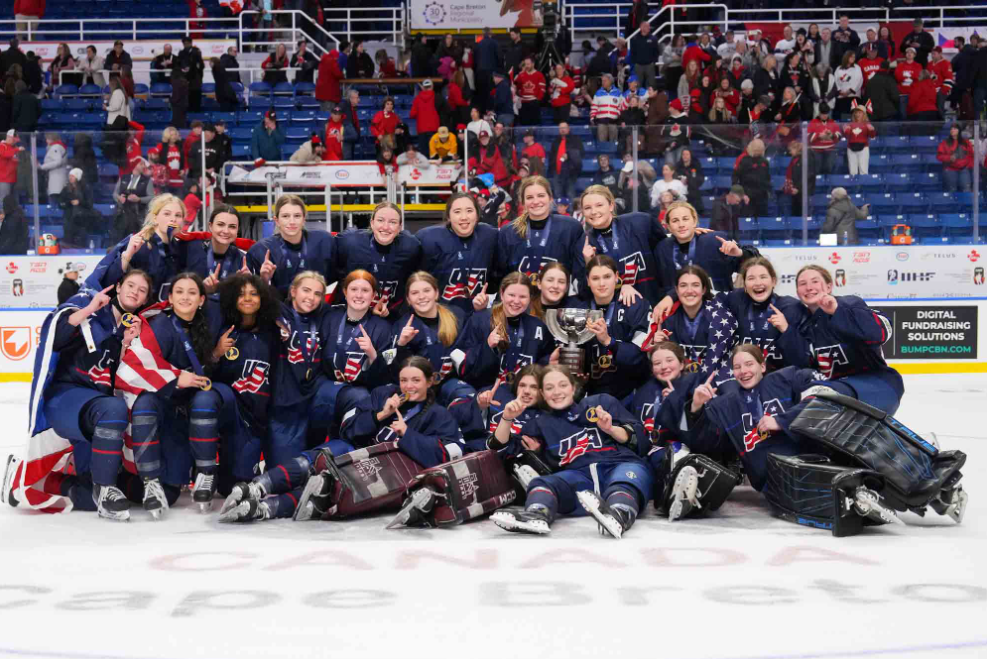 The U-18 Women's Hockey Team captures the gold medal after beating Canada 2-0. 
